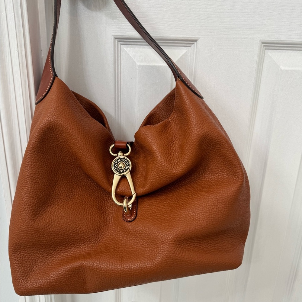 Tan Leather Hobo Bag with Crescent Silhouette